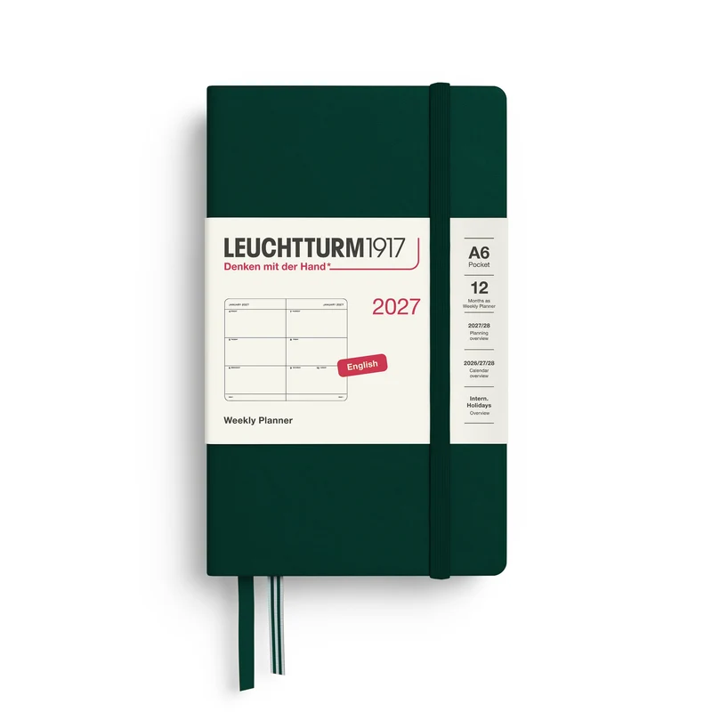 Agenda Semainier 2027 LEUCHTTURM1917, Anglais - A6 - Hardcover - Forest Green