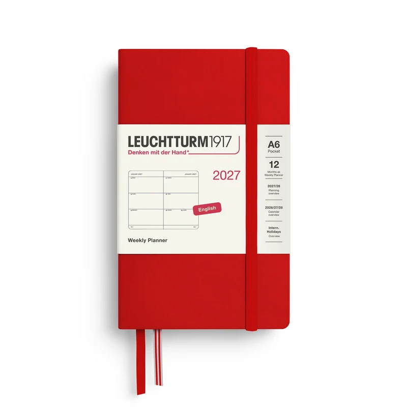 Agenda Semainier 2027 LEUCHTTURM1917, Anglais - A6 - Hardcover - Cherry
