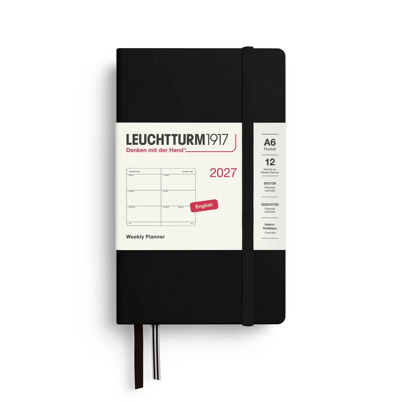Agenda Semainier 2027 LEUCHTTURM1917, Anglais - A6 - Hardcover - Black
