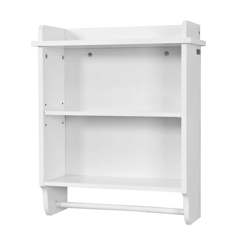 SoBuy FRG239-W Étagère murale, 3 niveaux + 1 barre suspendue au fond