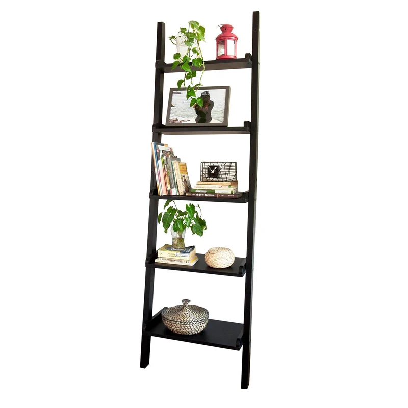 SoBuy FRG17-SCH étagère murale style échelle Bibliothèque – 5 étages