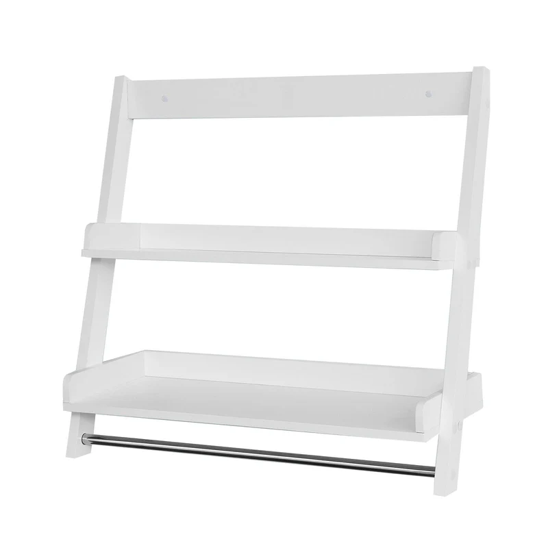 SoBuy FRG117-W Etagère murale Porte-serviettes salle de bain toilettes avec 2 tablettes