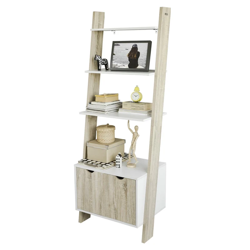 SoBuy FRG110-WN Bibliothèque Étagère de Rangement 4 étagères avec 1 armoire modern