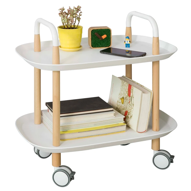 SoBuy FKW76-W Chariot de Servie Roulant à 2 Niveaux Table à Roulettes de Service Desserte