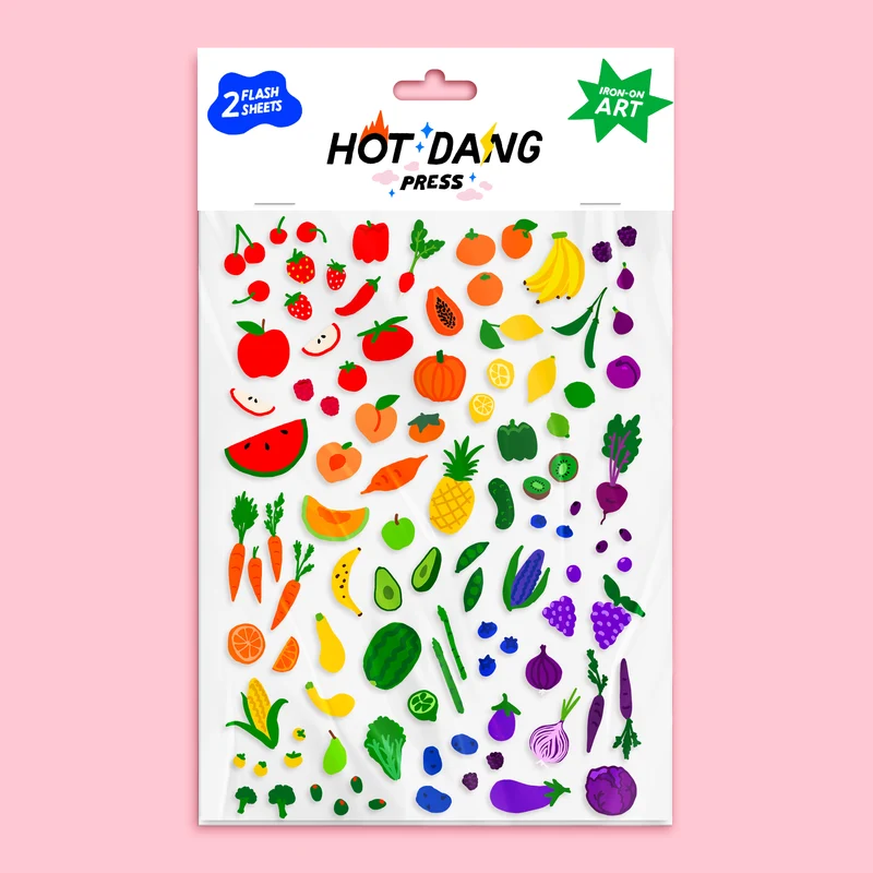 Fruits & Veggies colorés – Transferts à repasser Hot Dang Press