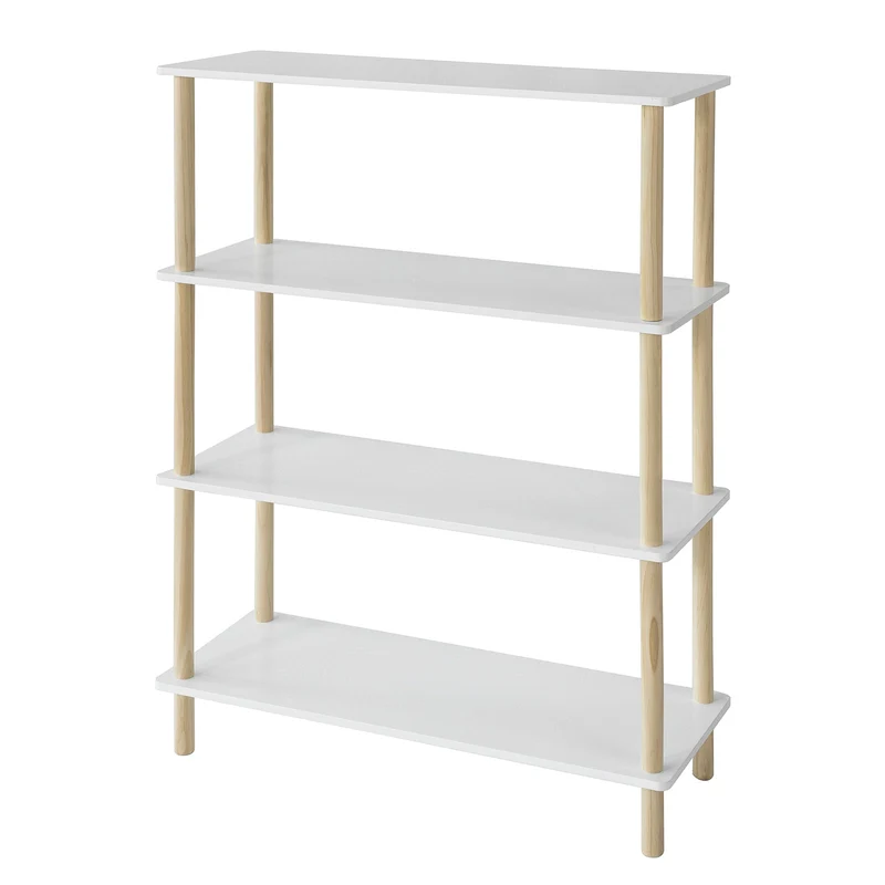 SoBuy STR03-WN Étagère de rangement Bibliothèque Étagère avec 4 tablettes Étagère de cuisine Étagère polyvalente