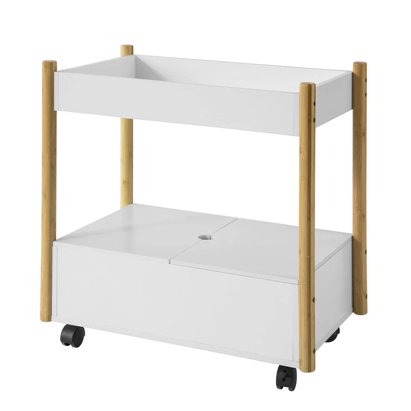 SoBuy FKW92-WN Chariot de Servie Roulant à 2 Niveaux Table à roulettes de Service Desserte à roulettes de Cuisine
