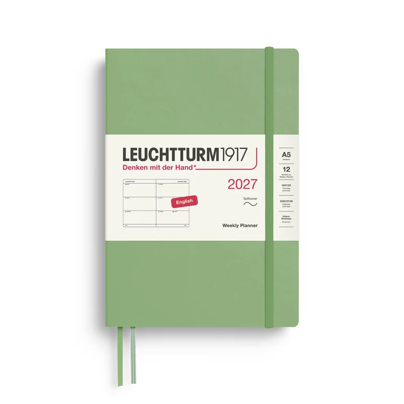 Agenda Semainier 2027 LEUCHTTURM1917, Anglais - A5 - Softcover - Sauge