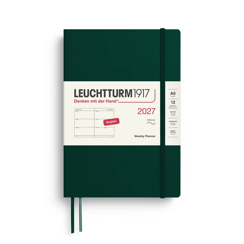 Agenda Semainier 2027 LEUCHTTURM1917, Anglais - A5 - Softcover - Forest Green
