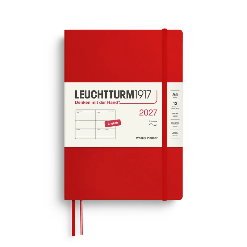 Agenda Semainier 2027 LEUCHTTURM1917, Anglais - A5 - Softcover - Cherry
