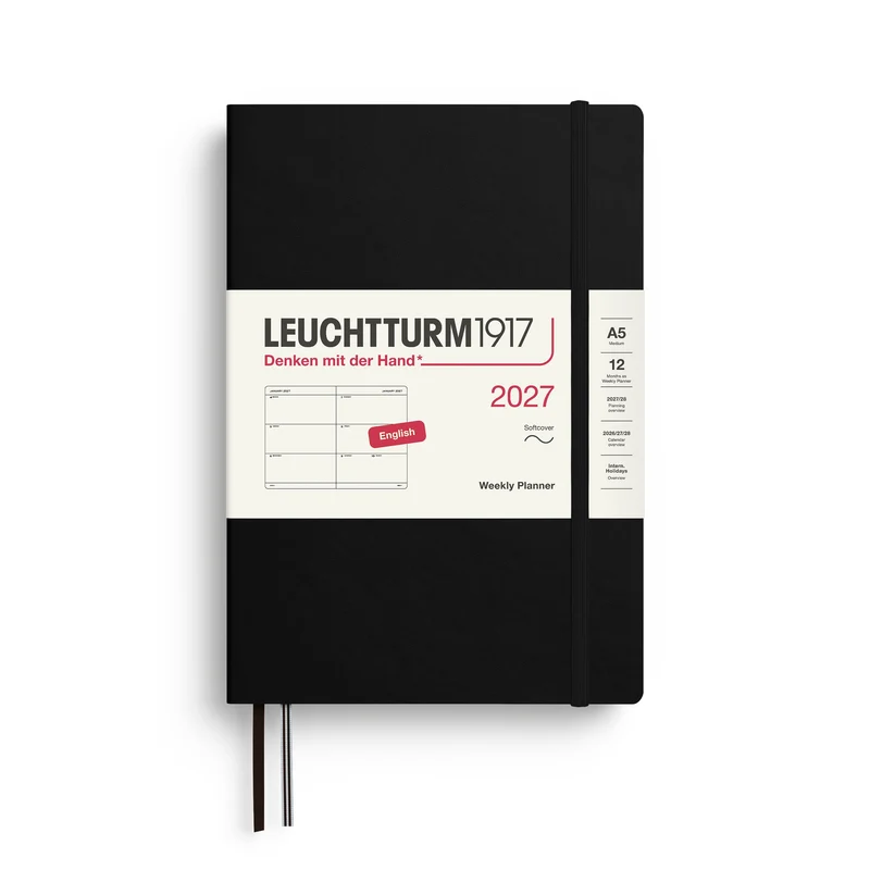 Agenda Semainier 2027 LEUCHTTURM1917, Anglais - A5 - Softcover - Black