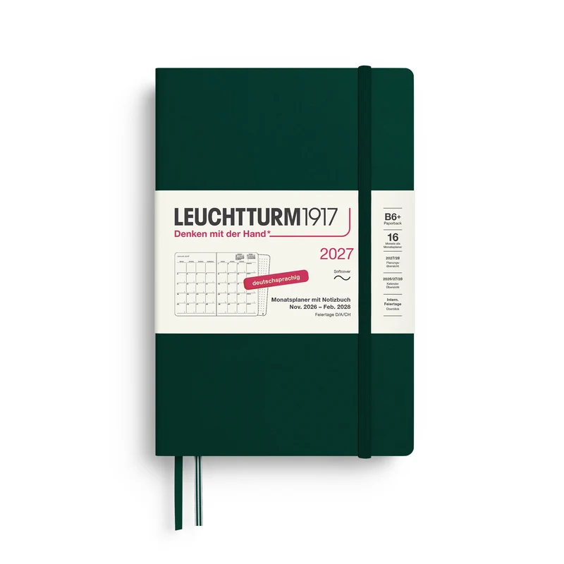 Agenda Mensuel 2027 LEUCHTTURM1917, Anglais - B6+ - Softcover - Forest Green