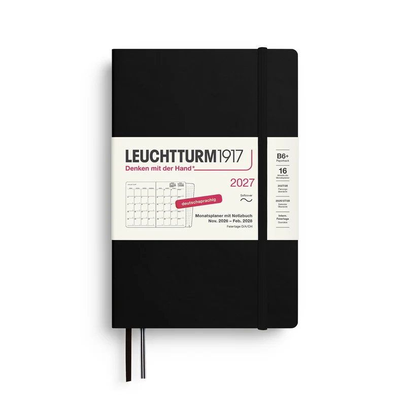 Agenda Mensuel 2027 LEUCHTTURM1917, Anglais - B6+ - Softcover - Black