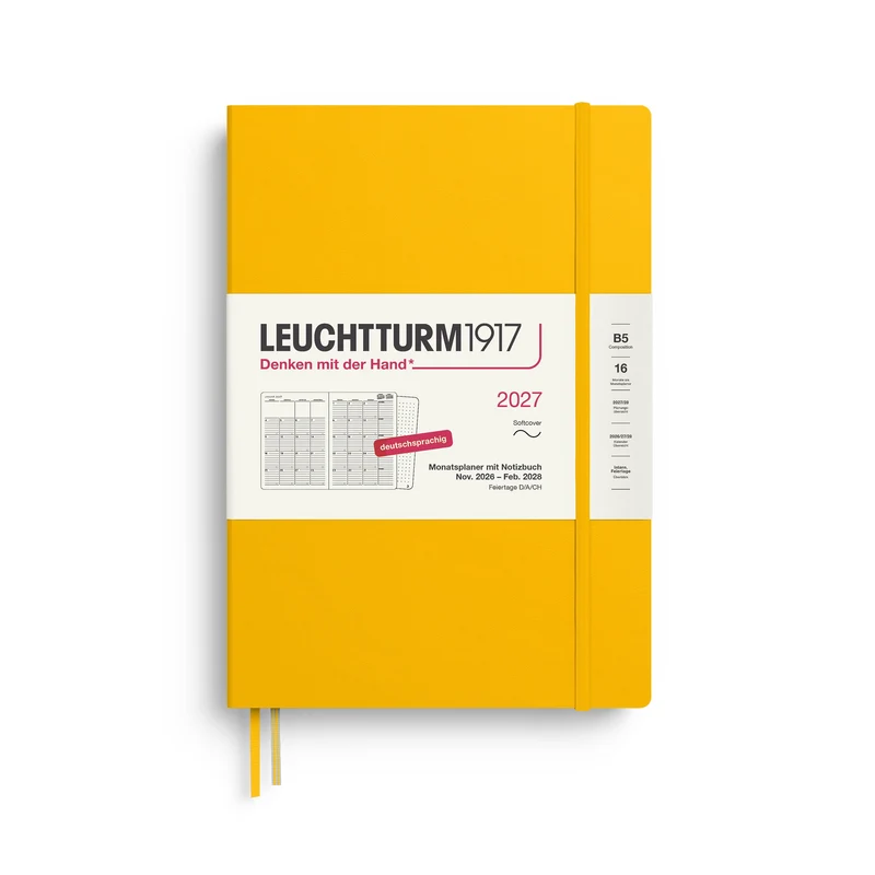 Agenda Mensuel 2027 LEUCHTTURM1917, Anglais - B5 - Softcover - Sunflower