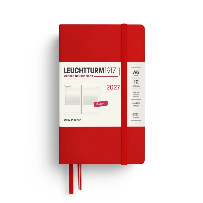 Agenda Journalier 2027 LEUCHTTURM1917, Anglais - A6 - Hardcover - Cherry