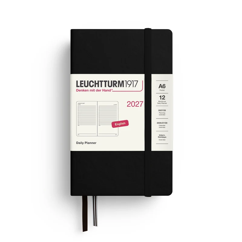 Agenda Journalier 2027 LEUCHTTURM1917, Anglais - A6 - Hardcover - Black