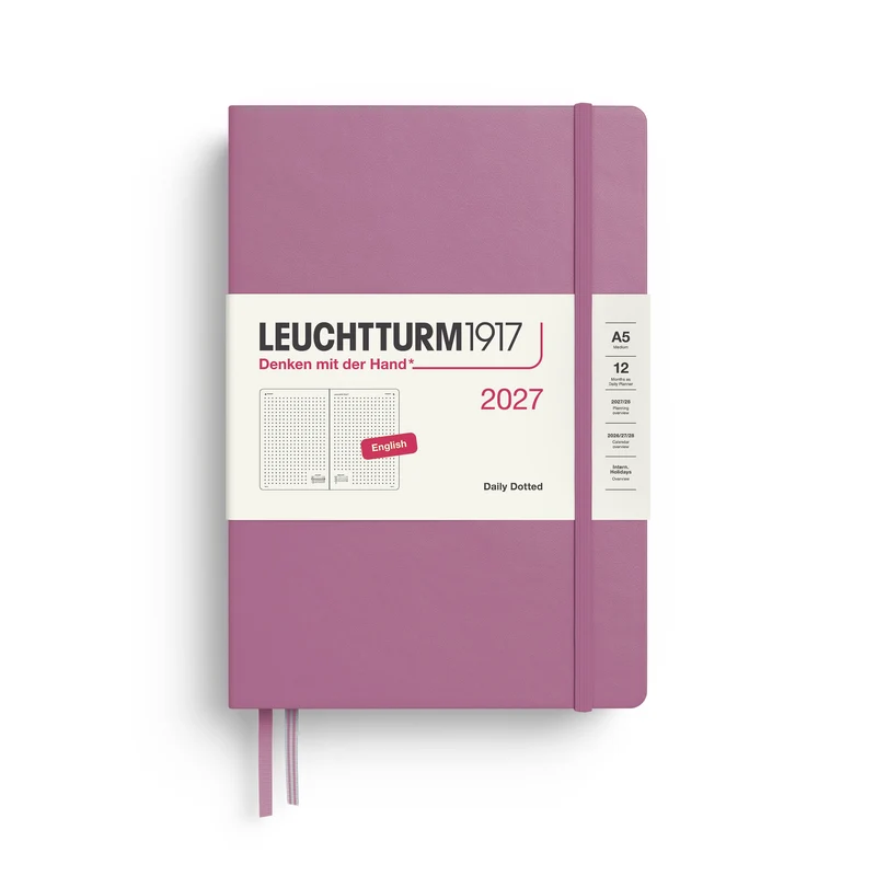 Agenda Journalier Pointillé 2027 LEUCHTTURM1917, Anglais - A5 - Hardcover - Dusty Rose