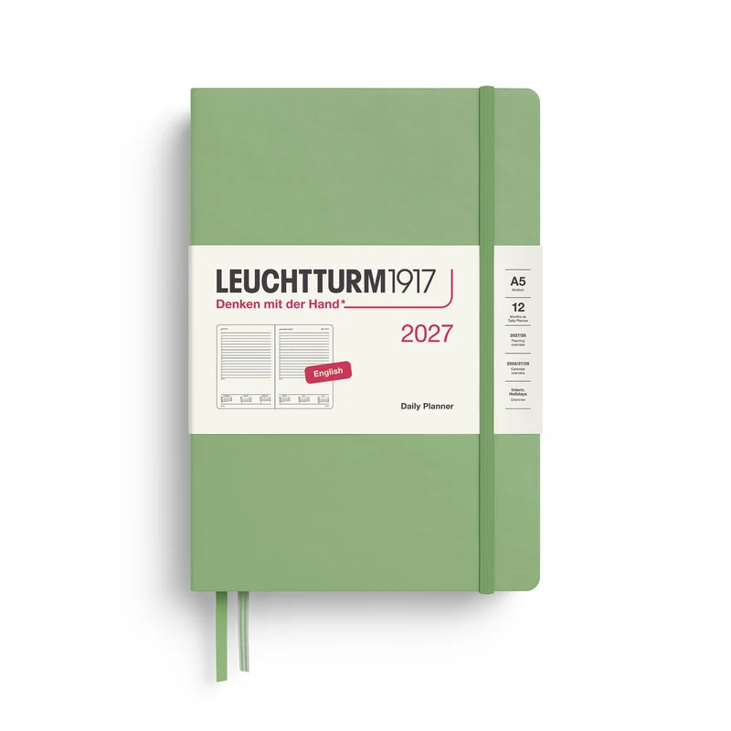 Agenda Journalier 2027 LEUCHTTURM1917, Anglais - A5 - Hardcover - Sauge