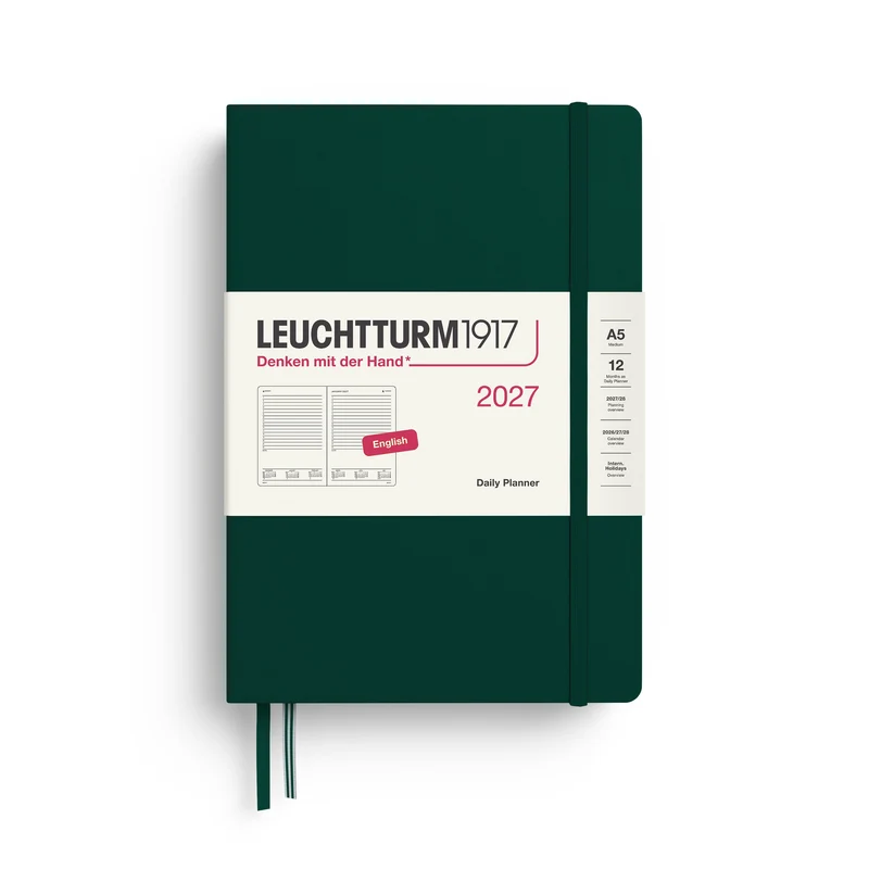 Agenda Journalier 2027 LEUCHTTURM1917, Anglais - A5 - Hardcover - Forest Green