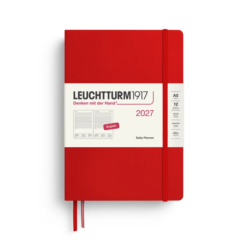 Agenda Journalier 2027 LEUCHTTURM1917, Anglais - A5 - Hardcover - Cherry