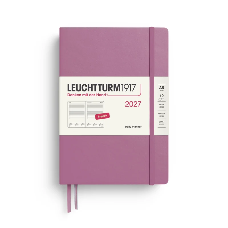 Agenda Journalier 2027 LEUCHTTURM1917, Anglais - A5 - Hardcover - Dusty Rose