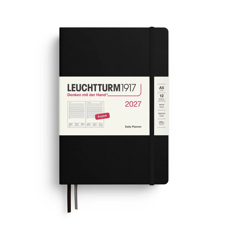 Agenda Journalier 2027 LEUCHTTURM1917, Anglais - A5 - Hardcover - Black