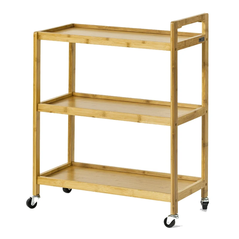 SoBuy FKW34-B-N Chariot de Service 3 tablettes, Desserte de Cuisine sur roulettes