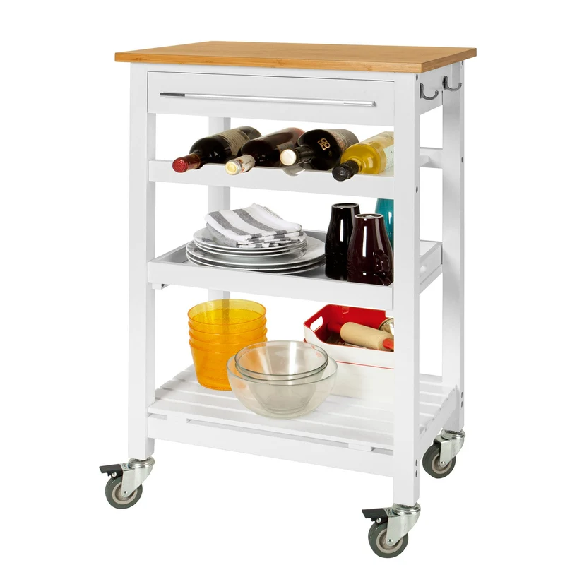 SoBuy FKW16-WN Table roulante meuble de rangement cuisine Desserte à roulettes