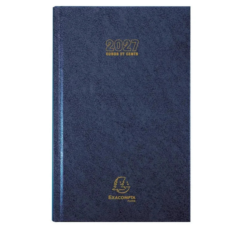 Agenda 2027 EXACOMPTA Carré Euros et cents - 13,5 x 21 cm - 1 jour par page - Orientation horizontale - Bleu