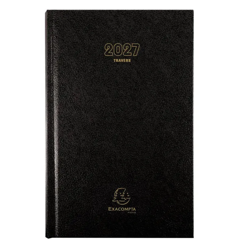 Agenda 2027 EXACOMPTA Travers - 13,5 x 21 cm - 1 jour par page - Orientation verticale - Noir