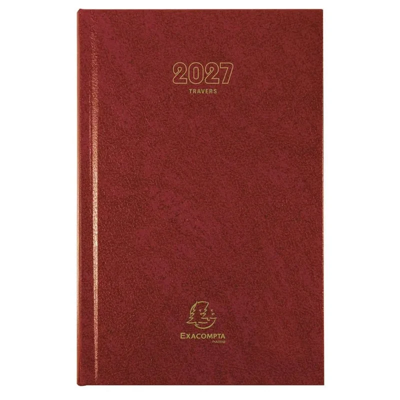 Agenda 2027 EXACOMPTA Travers - 13,5 x 21 cm - 1 jour par page - Orientation verticale - Rouge