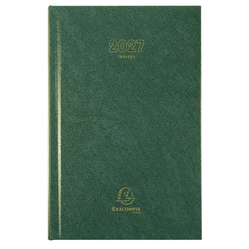 Agenda 2027 EXACOMPTA Travers - 13,5 x 21 cm - 1 jour par page - Orientation verticale - Vert