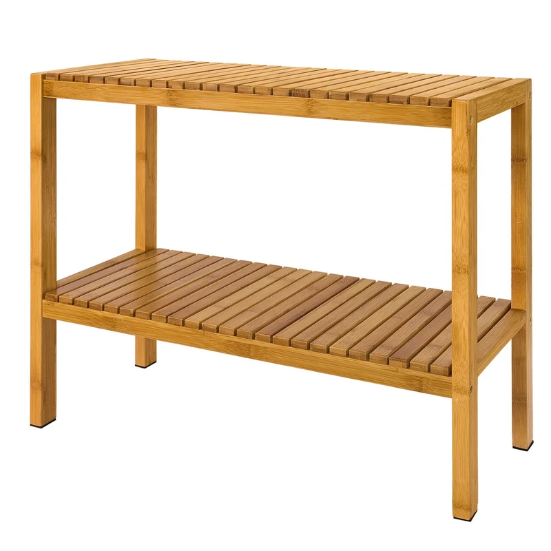 SoBuy FSR14-N Étagère salle de bain 100% en bambou naturel, Rangement chaussures / salle de bain