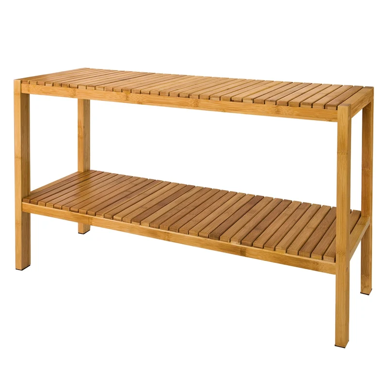 SoBuy FSR14-L-N Étagère salle de bain 100% en bambou naturel, Rangement chaussure/salle de bain