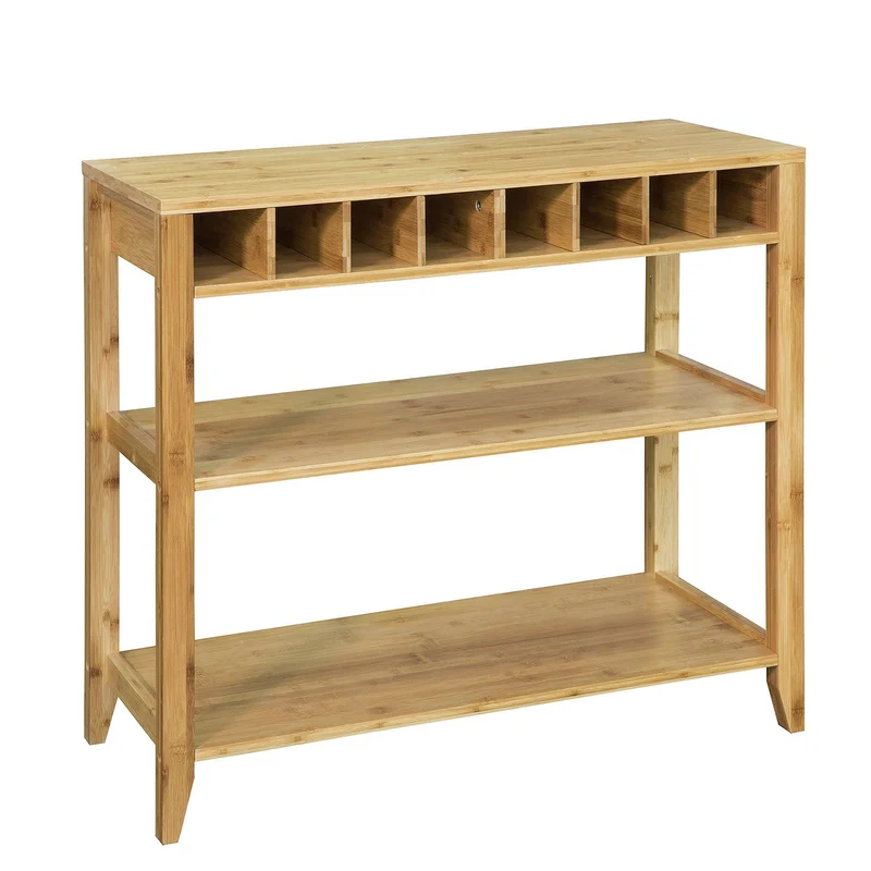 SoBuy FSB14-N able Console Table d’Appoint en Bambou avec Porte-Bouteilles et 2 Étagères