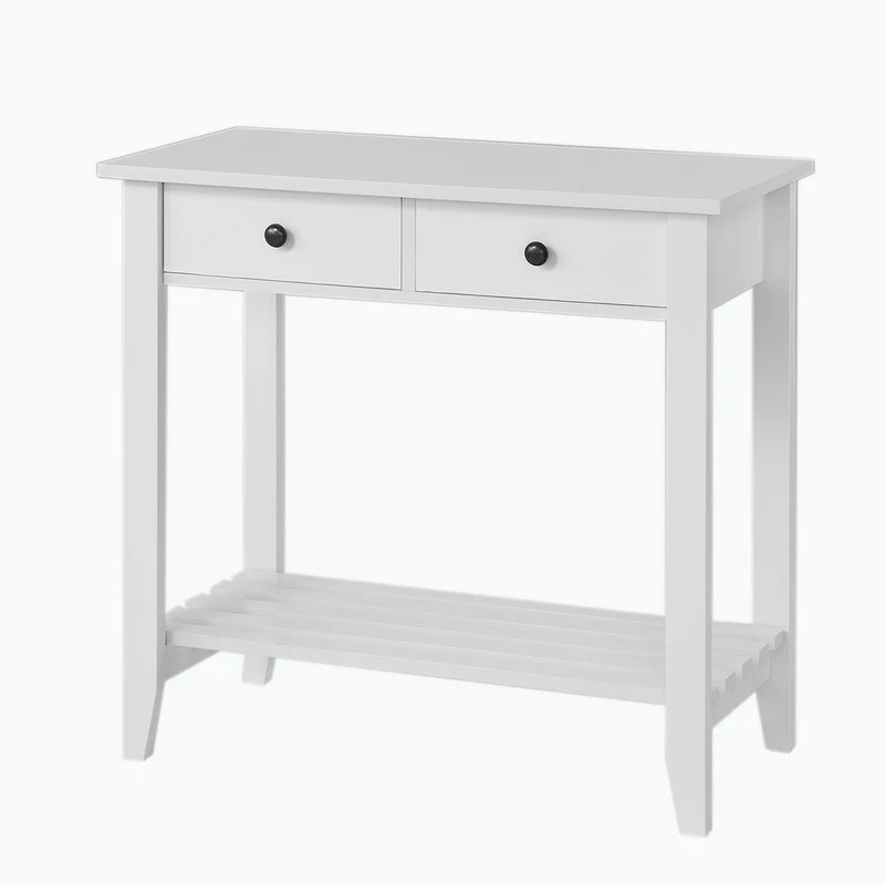 SoBuy FSB04-W Table Console 2 tiroirs et 1 étagère, L85cm x H80cm x P40cm