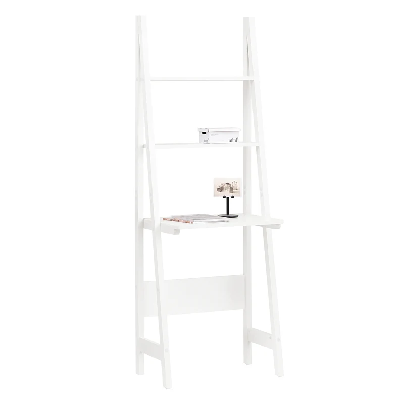 SoBuy FRG60-W Bureau, Table Bibliothèque, étagère style échelle de 2 tablettes