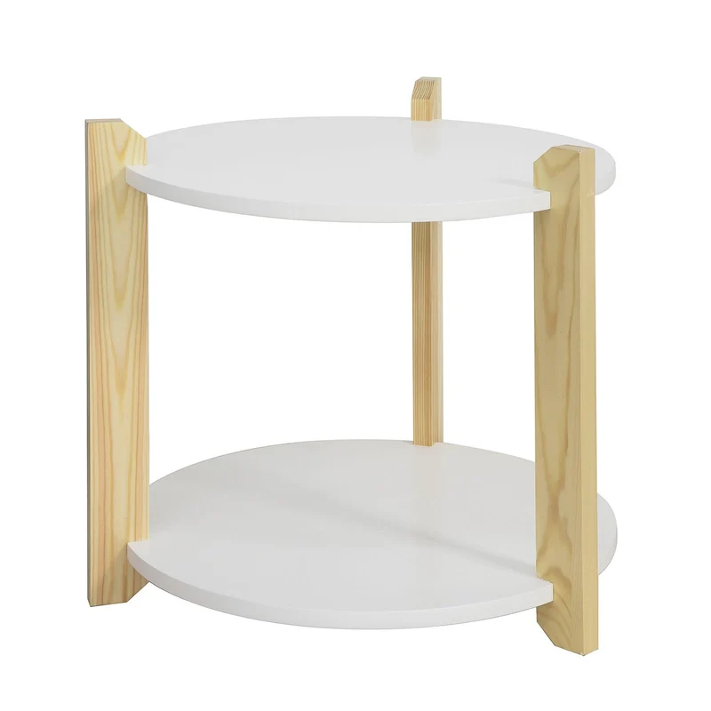 SoBuy FBT63-WN Table d'Appoint Table Café Table Basse Ronde Guéridon – 2 plateaux 3 pieds