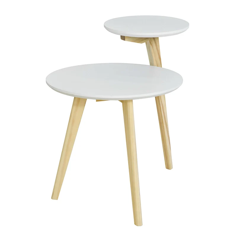 SoBuy FBT53-WN Table Basse Design Table d'Appoint Ronde Table Café, 2 plateaux, 3 pieds