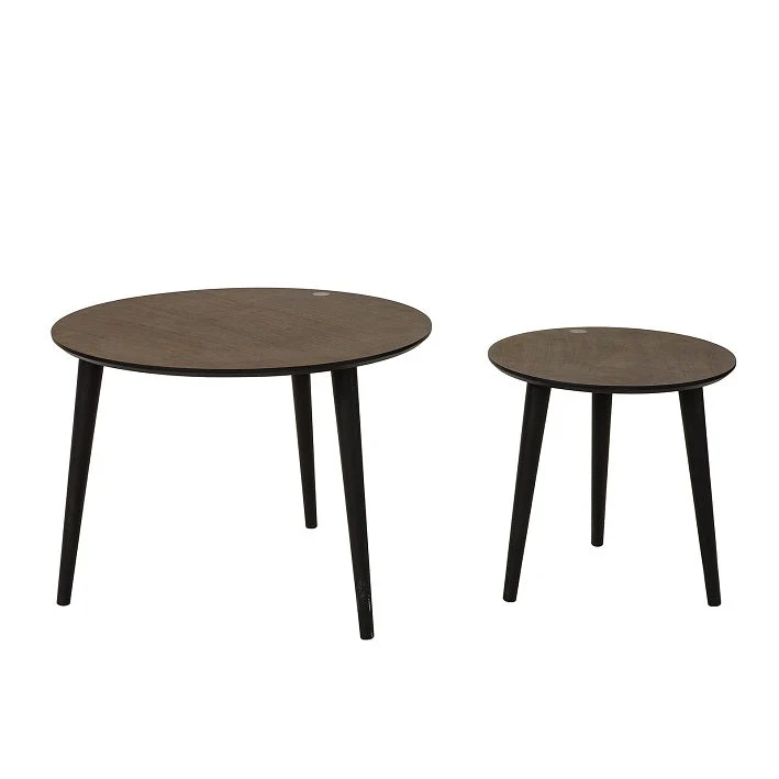 SoBuy FBT40-BR Set de 2, Tables Basses Gigognes Table Café Ronde