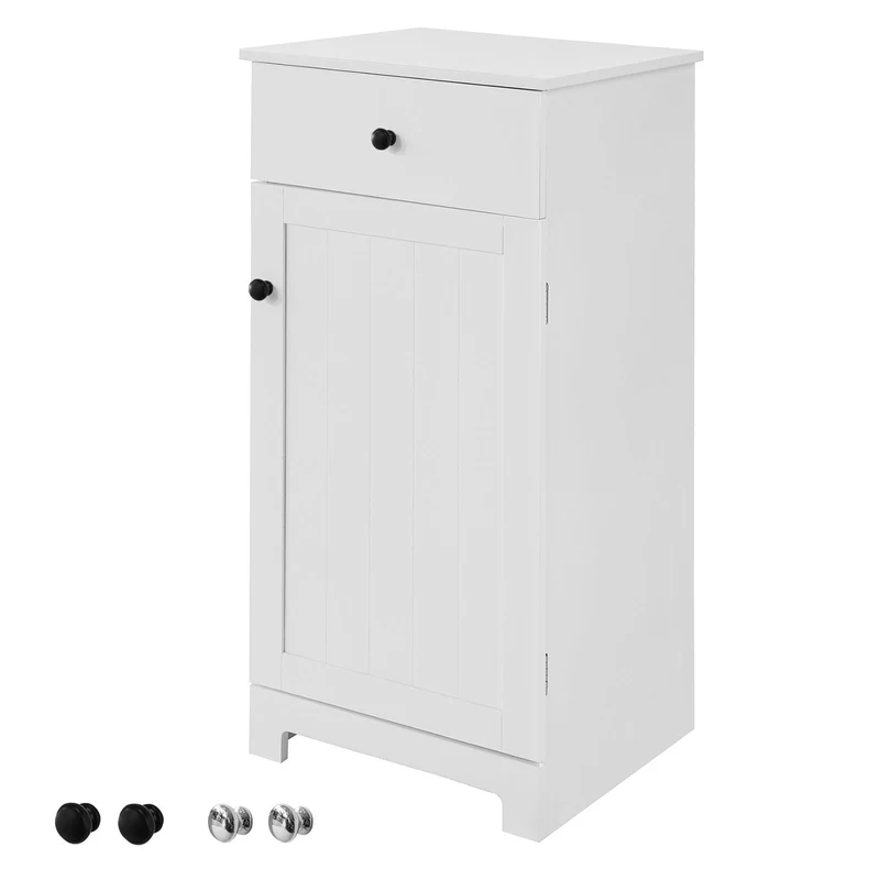 SoBuy BZR20-W Meuble Bas de Salle de Bain Armoire Toilette avec 1 tiroir et 1 Porte