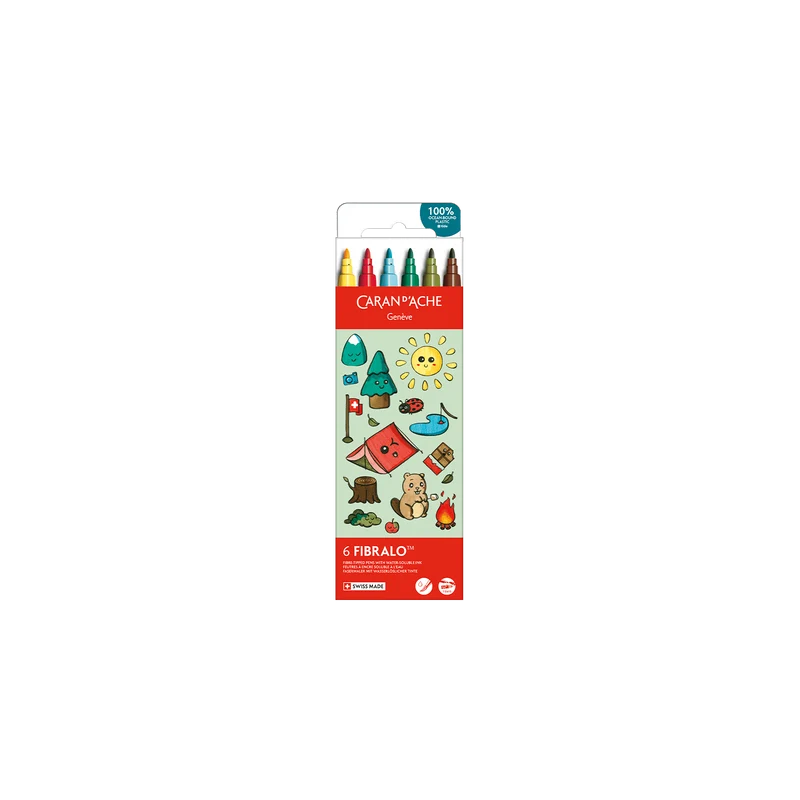 Feutres aquarellables FIBRALO - Set 6 couleurs Kawaii Swiss Mountains - CARAN D'ACHE