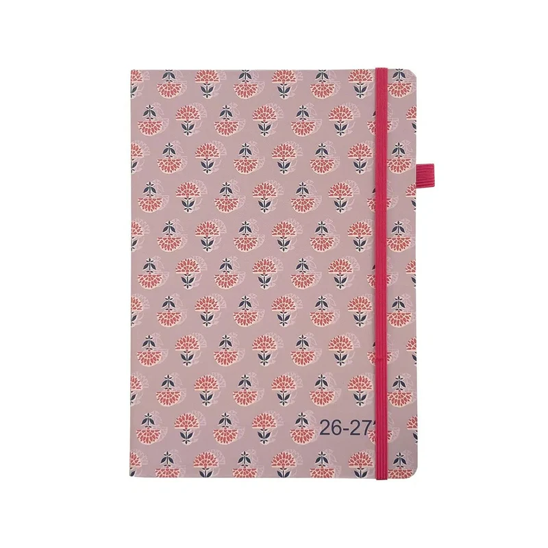 Agenda 2026-2027 ÉPOPÉE Victoire - A5 - 1 semaine sur 2 pages - Orientation verticale - Fleurs Indiennes