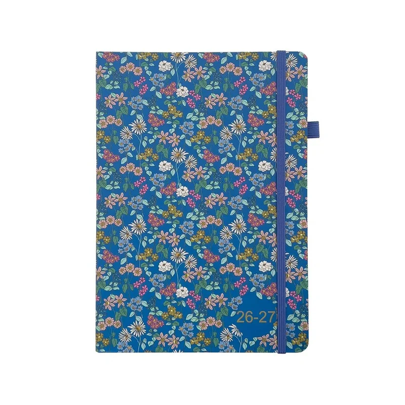 Agenda 2026-2027 ÉPOPÉE Victoire - A5 - 1 semaine sur 2 pages - Orientation verticale - Fleurs Bleues