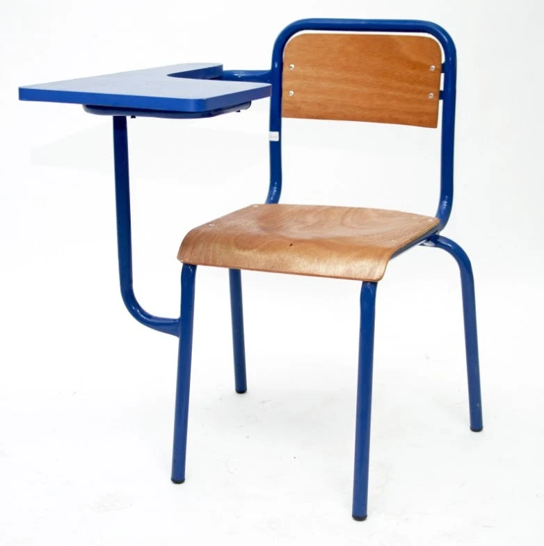 Chaise semi métallique avec tablette écritoire Fixe en Bois A0558
