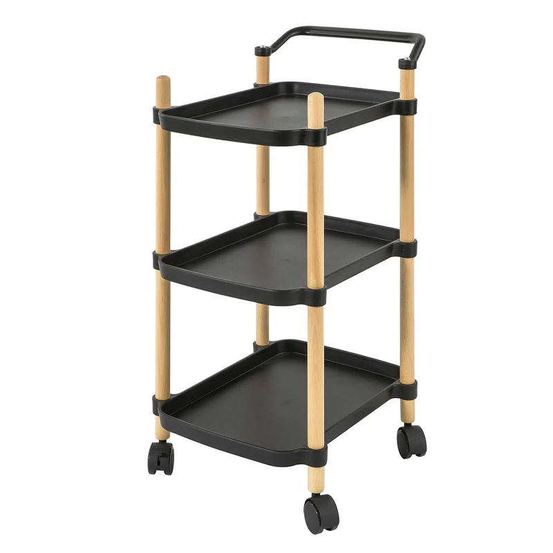 SoBuy SVW06-SCH Chariot de Service à 3 Niveaux Petit Desserte Chariot Roulant Étagère de Rangement avec Poignée pour Cuisine