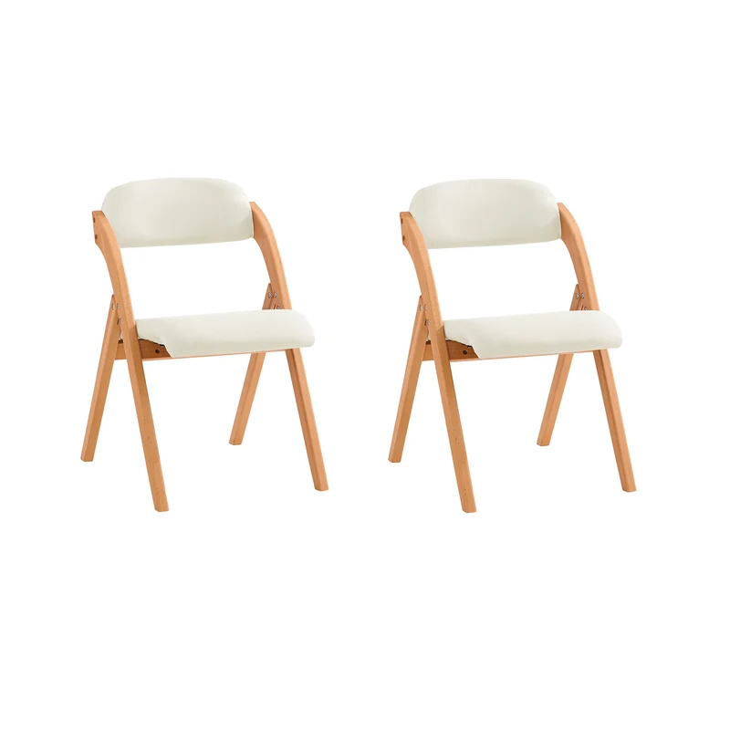 Prévente SoBuy FST92-Wx2 Lot de 2 Chaises Pliantes en Bois Massif avec Housse Lavable – Crème