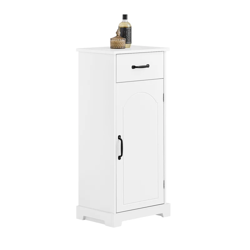 SoBuy BZR207-W Colonne de Salle de Bain avec Tiroir, Étagères Réglables et Placard – L42×P30×H93 cm, Charge 37 kg, MDF E1, Blanc