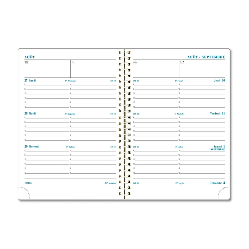 Agenda 2026-2027 EXACOMPTA SAD 19S - 14 x 18 cm - 1 semaine sur 2 pages - Orientation horizontale - Vérone moutarde
