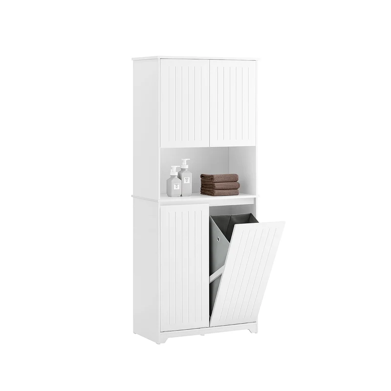 SoBuy BZR150-W Colonne Salle de Bain avec Paniers à Linge – Meuble Gain de Place 170 cm – Blanc